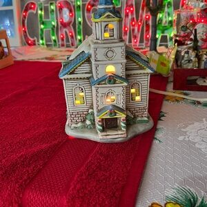 Holiday Village Light-Up Church Decoration